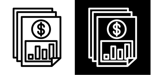 Money Report  Icon Set White Style Collection

