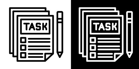Task  Icon Set White Style Collection
