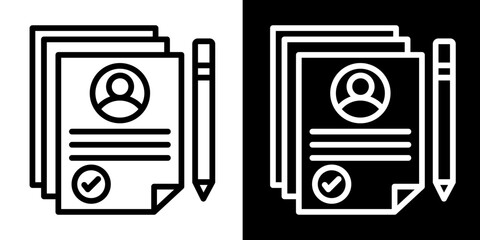 Resume  Icon Set White Style Collection

