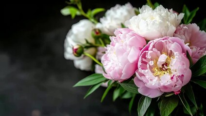 Bouquet of pink and white peonies - Powered by Adobe