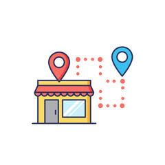 Single Vector Icons of Store Location Pin and Route Illustration. EPS Editable