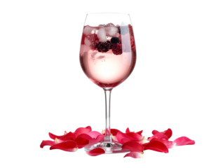 Berry and rose petal spritzer refreshing summer drink isolated on transparent png