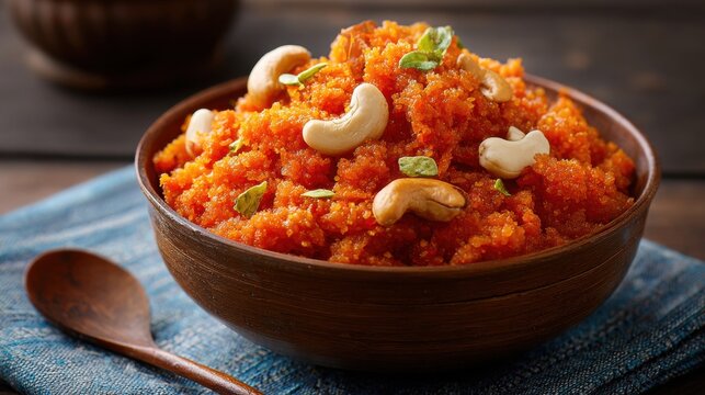 Delicious carrot halwa in bowl