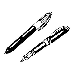 office and school supplies: duo pen set line art
