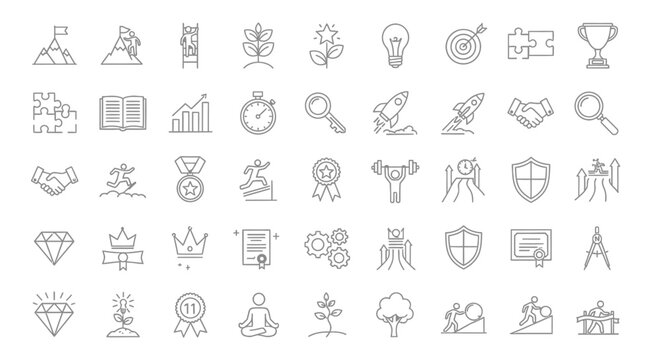 Collection of HandDrawn Business and Success Icons 4. Vector Illustrations. EPS Editable