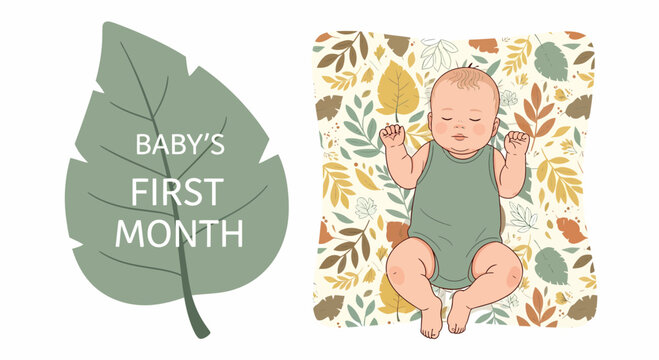One Month Old Milestone Baby Celebrating First Month Anniversary - Powered by Adobe