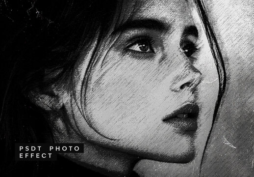 Black And White Distressed Grunge Print Photo Effect