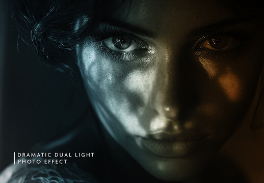 Blue And Orange Dual Light Neon Photo Effect