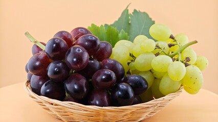 Freshly grapes in the basket.