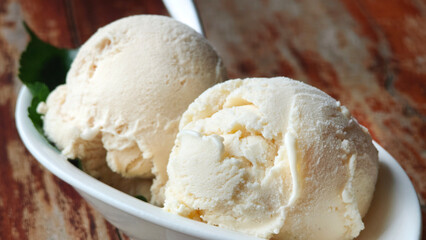 Ball of vanilla ice cream.