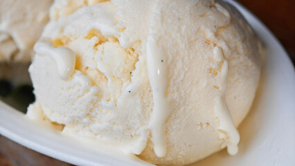 Ball of vanilla ice cream.