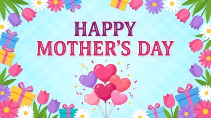 Happy birthday or Easter floral greeting card vector illustration design with pink spring flowers frame