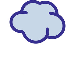 Simple Stylized Cloud Icon with Blue Outline and Light Blue Fill on Transparent Background
