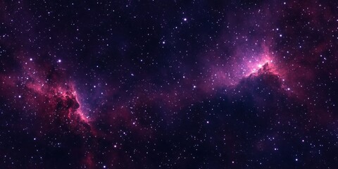 Vast expanse of outer space filled with countless stars and vibrant pink and purple nebula clouds creating a cosmic and mysterious atmosphere