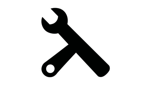 Minimalist Black Icon of Crossed Wrenches Symbolizing Mechanical Repair, Engineering, and Configuration Settings