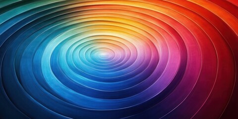 mesmerizing concentric metallic rings with colorful radial gradient and glowing central focal point conveying vibrant, hypnotic energy