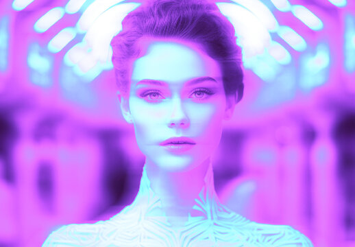 Purple And Blue Cyberpunk Color Grading Photo Effect