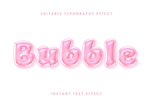 Pink Inflated Glossy 3D Text Effect Balloon Glossy Outline Font