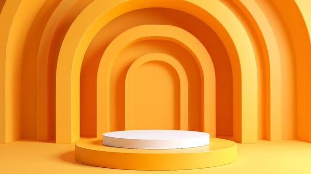 Orange arch background with platform.
