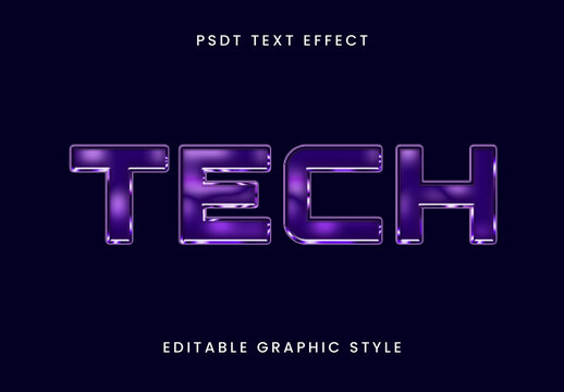 Purple Chrome Iron Text Effect Tech Futuristic Glowing Font