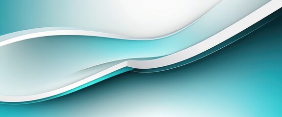 Modern abstract digital design featuring elegant teal and white wavy lines and a smooth gradient backdrop
