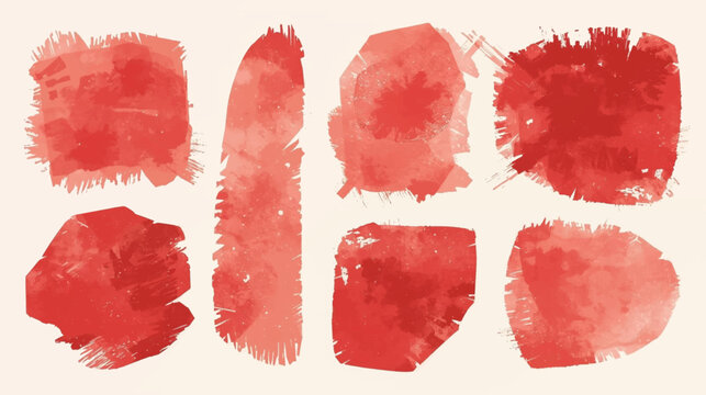 A collection of vibrant red watercolor brush strokes and splatters, perfect for adding artistic flair to any design project or creative endeavor.