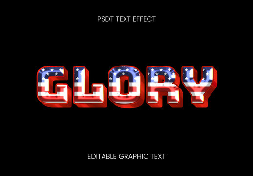 Red White And Blue 3D Chrome USA Flag Text Effect American Patriotic Font