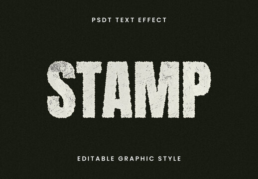 White Print Stamp Text Effect Distressed Rough Font