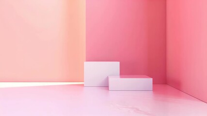 Pink and white minimalist background with geometric shapes soft lighting - Powered by Adobe