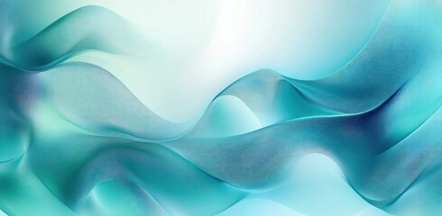 serene flowing turquoise and teal translucent ribbons and waves with soft light and airy gradients, calm and gentle abstract motion