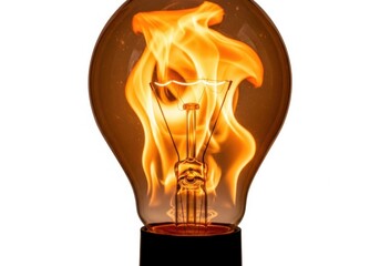 Vintage edison light bulb with fiery filament isolated on white background