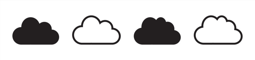 Cloud icon set - vector. cloud symbol in line and glyph style. Vector illustration