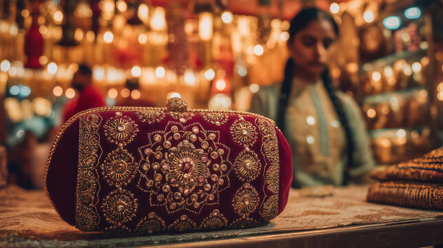Elegant Embroidered Clutch A Treasure from the Deccan Festival &ndash; Hyderabad, Telangana | Intricate craftsmanship and cultural artistry in a stylish accessory