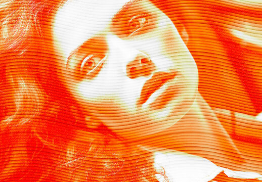 Orange And White Duotone Engraving Photo Effect