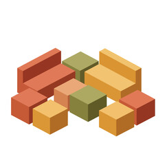 Isometric Blocks Arrangement Abstract Geometric Shapes.