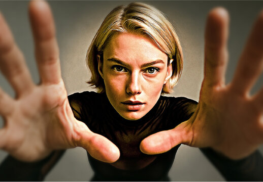 Black And Beige Dramatic HDR Portrait Photo Effect Mockup