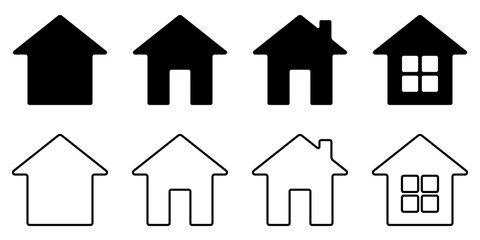 家　アイコン　モノクロ　シンプル　ベクター　セット