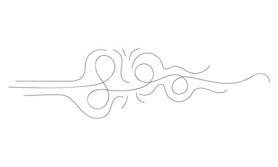 Minimal swirl line divider ornament creates elegant decorative border in thin gray stroke on white background for card, banner, cover, business layout design