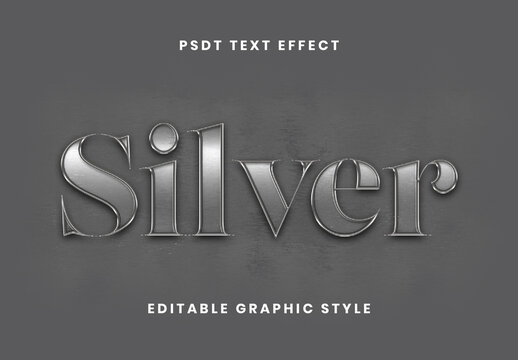 Silver And Gray Brushed Aluminum Text Effect Polished Elegant Font