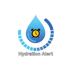 Hydration Alert Graphic with Water Droplet and Clock, Wellness Reminder Concept