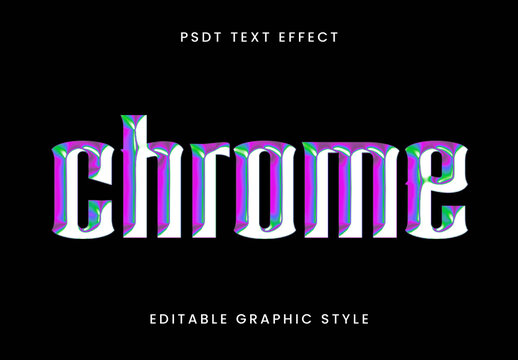 Iridescent Chrome Beveled Text Effect Retro Gothic Font