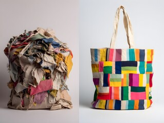 Cloth fabric waste recycling to new eco bag 