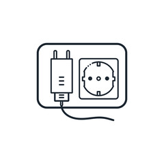 Electrical Outlet With Plug On Wall Socket Icon For Power, Technology, And Home Electronics