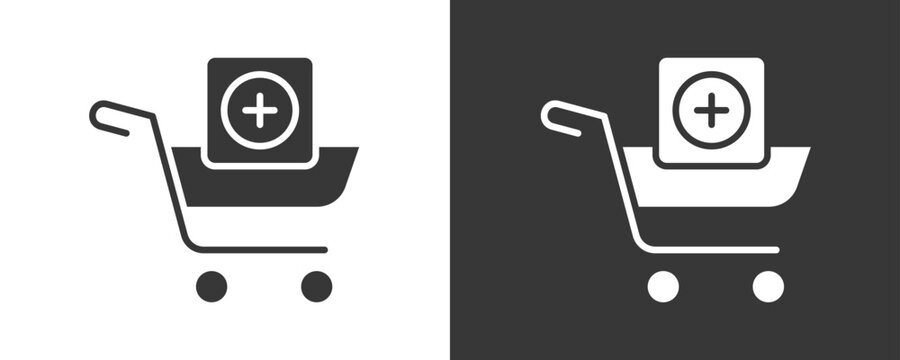 Add To Cart Icon Set Vector Collection Isolated In Black And White
