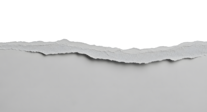 Ripped white paper edge texture element with abstract blank space.