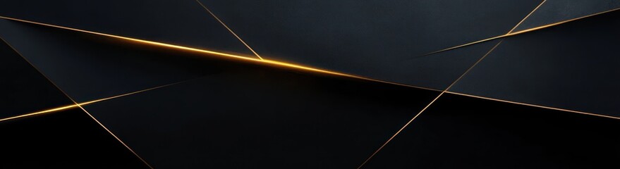 dark layered geometric panels with thin glowing gold seams and intersecting diagonal lines conveying sleek luxurious elegance