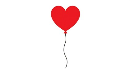 Single red heart-shaped balloon floating against a stark white background