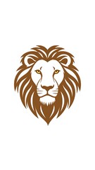 Obraz premium Stylized lion head illustration, brown fur, white background