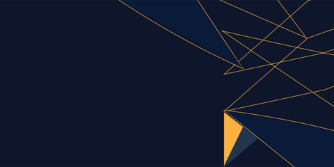 Abstract polygonal pattern luxury golden line with dark navy blue template background. Luxury and elegant.