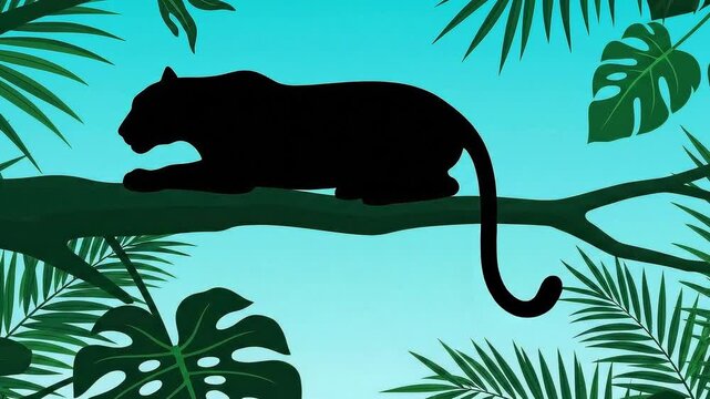 Mysterious Black Panther Silhouette High Above the Jungle